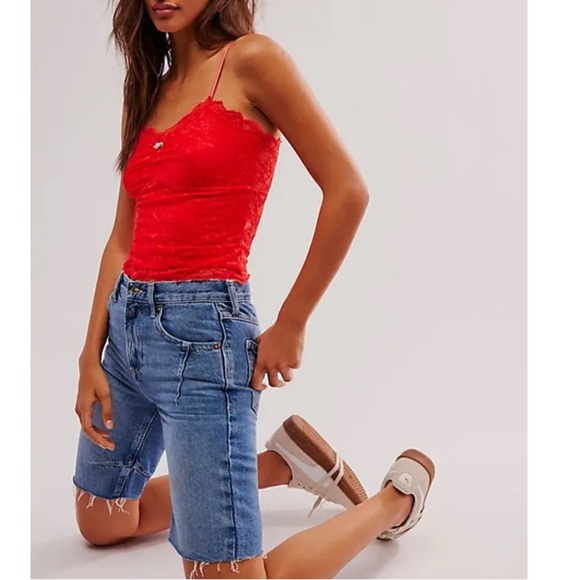 Free People Intimately Lacey Essential Cami In Poppy Red Size M - Picture 2 of 6